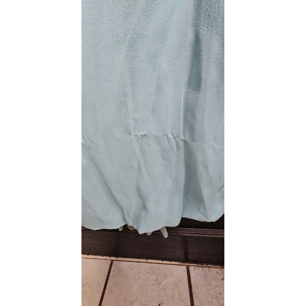 Vintage Lee Claire New York Aqua Beaded Chiffon Evening Gown w/ Back Sash - Picture 8 of 9